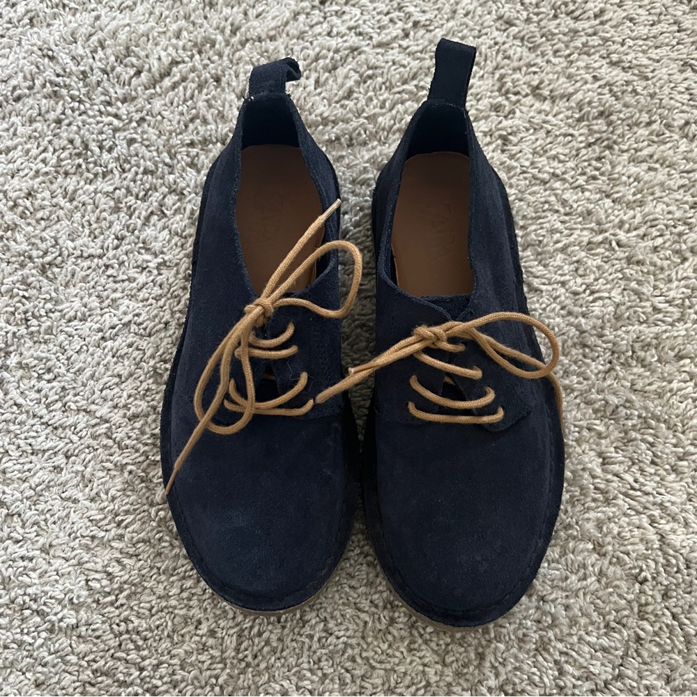 Zara Boys Leather Derby Shoes Size 1
